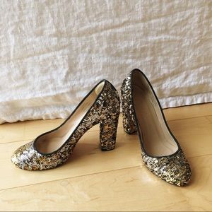 J. Crew Collection Etta Gold Sequin Pumps - Size 6